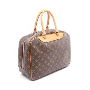 Louis Vuitton Deauville Bowling Vanity Handbag Canvas Leather Monogram Brown